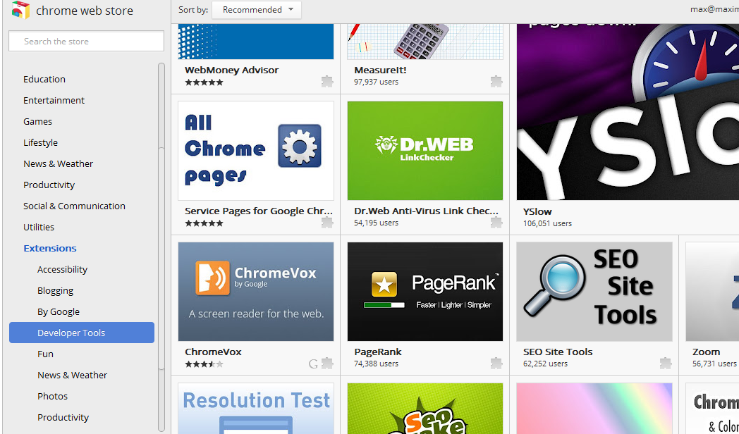 Chrome web store extensions